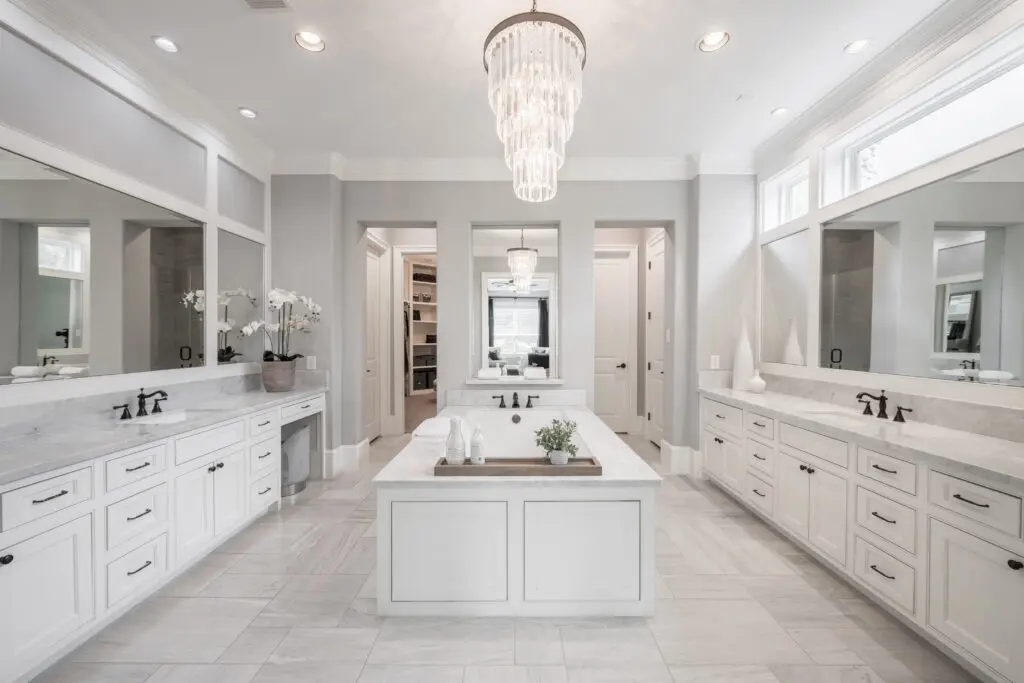 The primary bathroom is a serene retreat. (Photo by Ambia Photography)