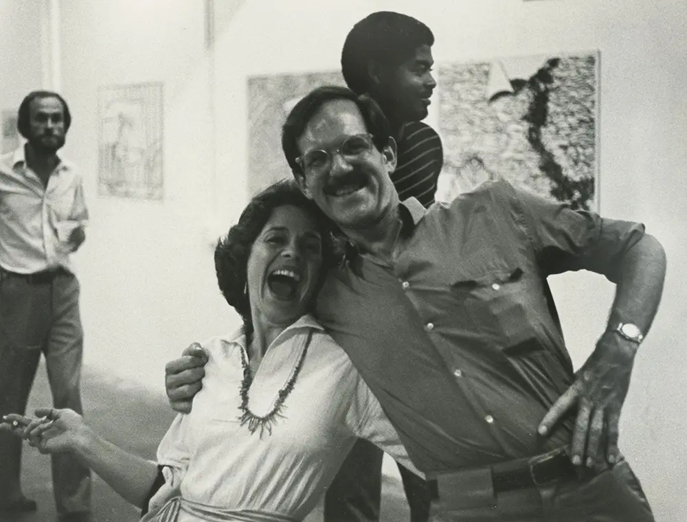 Betty Moody and Clint Willour at an exhibition opening, 1980 (Photo by Frank Martin. Courtesy the collection of Moody Gallery, Houston, Texas)