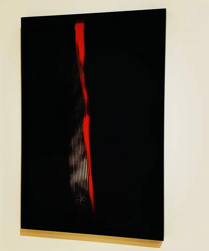 Ming Smith's "Manhattan Parallels Red" with paint, 1976. (Photo by Ericka Schiche)