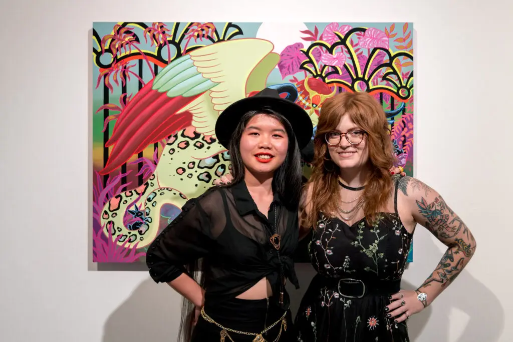 Big Chicken & Baby Bird, creators of "Familiar," at Art League Houston (Photo by Alex Barber, Courtesy of Art League Houston)