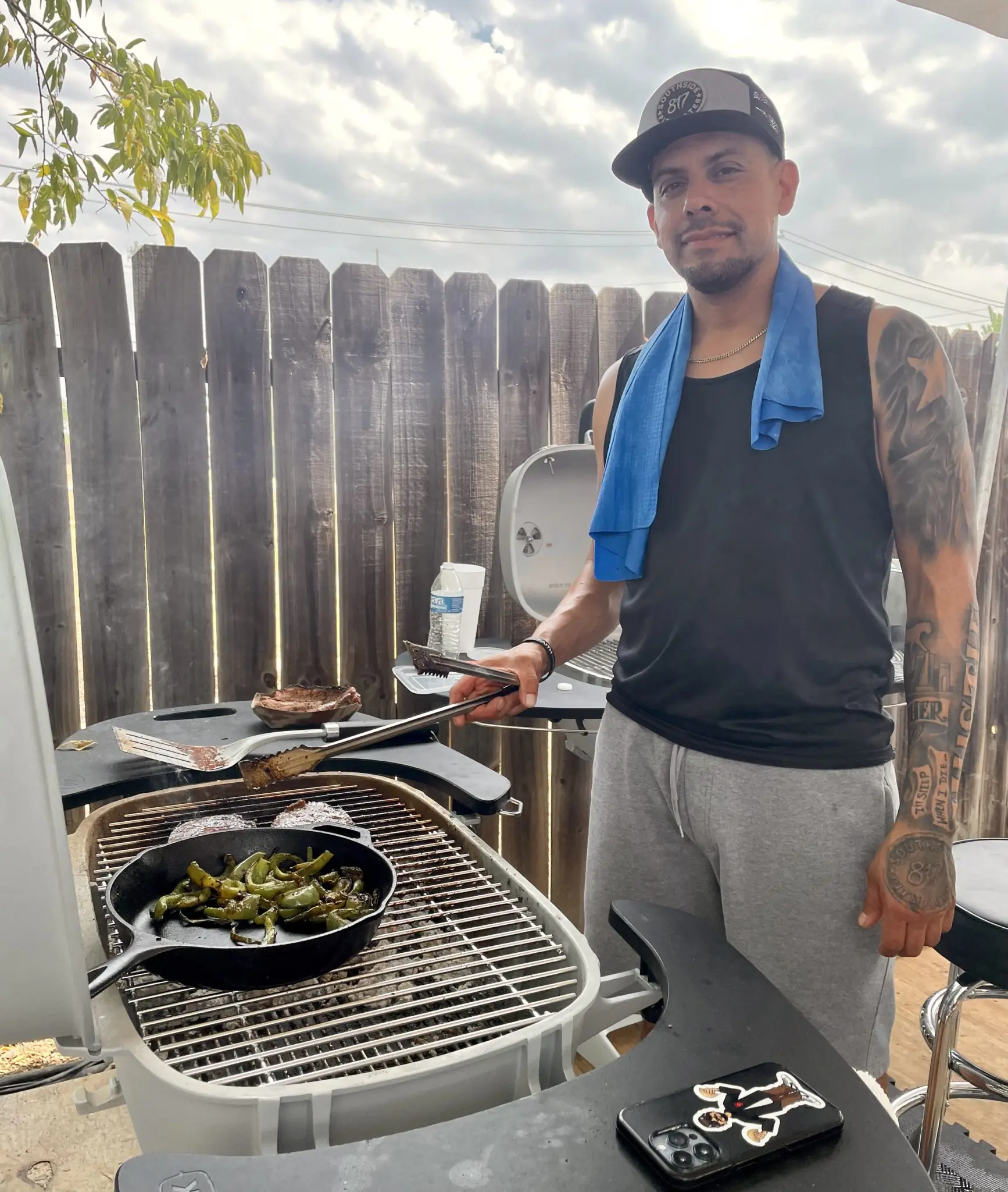 BBQ – Ernest Morales reps the 817 on his hand and his hat as he and Chris Magallanes brought home a Guiness Book World Record last year. (Photo by Courtney Dabney)