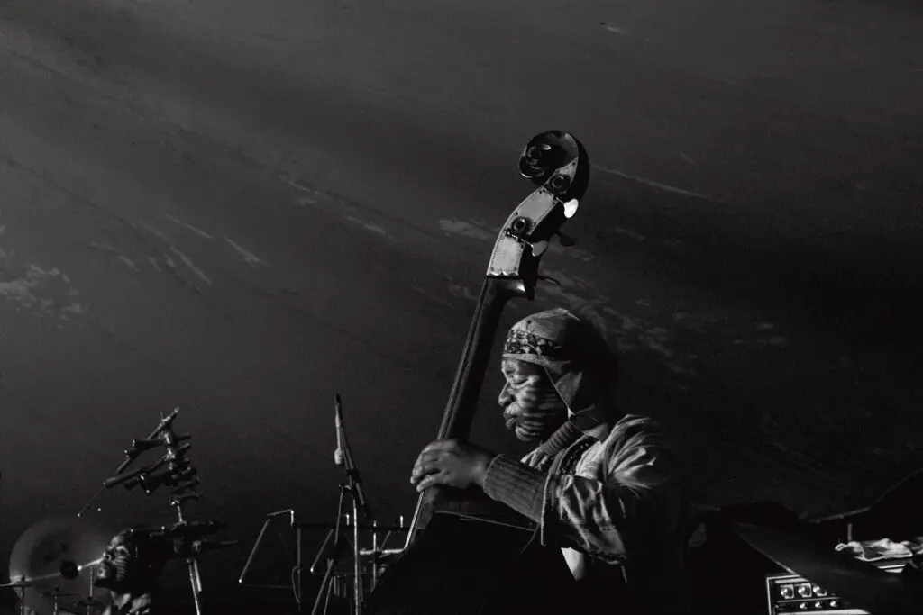 Ming Smith's "Chicago Art Ensemble, Malachi Favors," Chicago, 1979. Favors, who passed away in 2004, was a jazz bassist whose credits include work with Archie Shepp and the Art Ensemble of Chicago. (Courtesy Contemporary Arts Museum Houston)