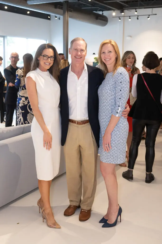 Lauren Paine, James & Kimberly Bell at the BeDESIGN fête introducing Sorellina Rooftop and Frerejean Frères champagne.