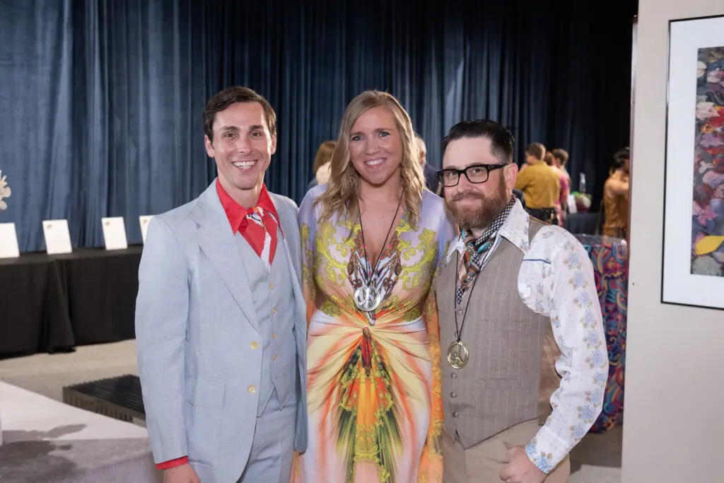 MC Brandon Weinbrenner, Lisa Helper and Patrick Myatt at the Heritage Society Love Street Gala (Photo by Wilson Parish)