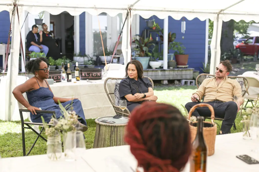 Delita Martin, Kaima Akarue, John Abodeely at the April Emerging Collector's Brunch (Photo by Mark Francis)