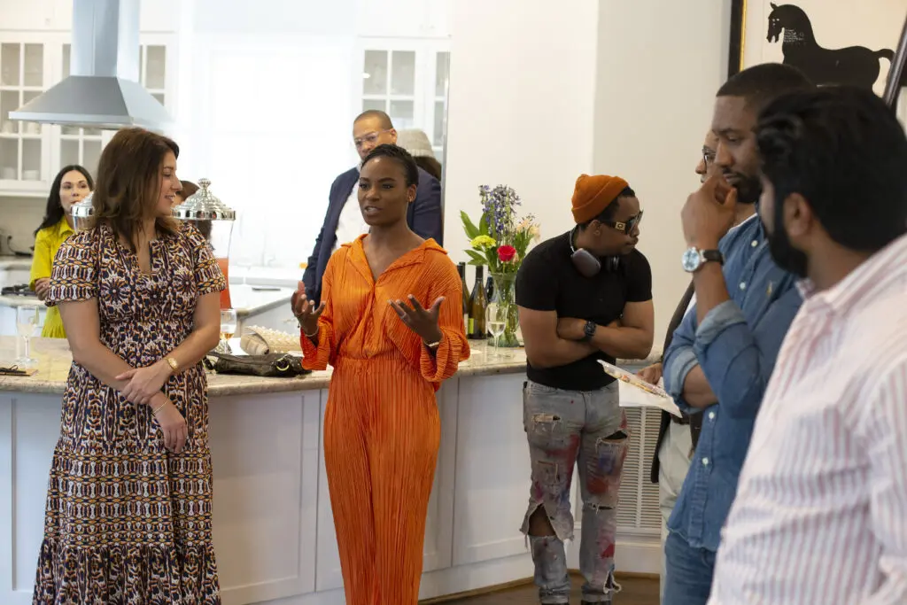 Madyson Chavez, Natalya Milton, Wayne Bell, Barry Barnes, Danté Milton, Alim Adatia at the March Emerging  Collectors Brunch (Photo by Mark Francis)