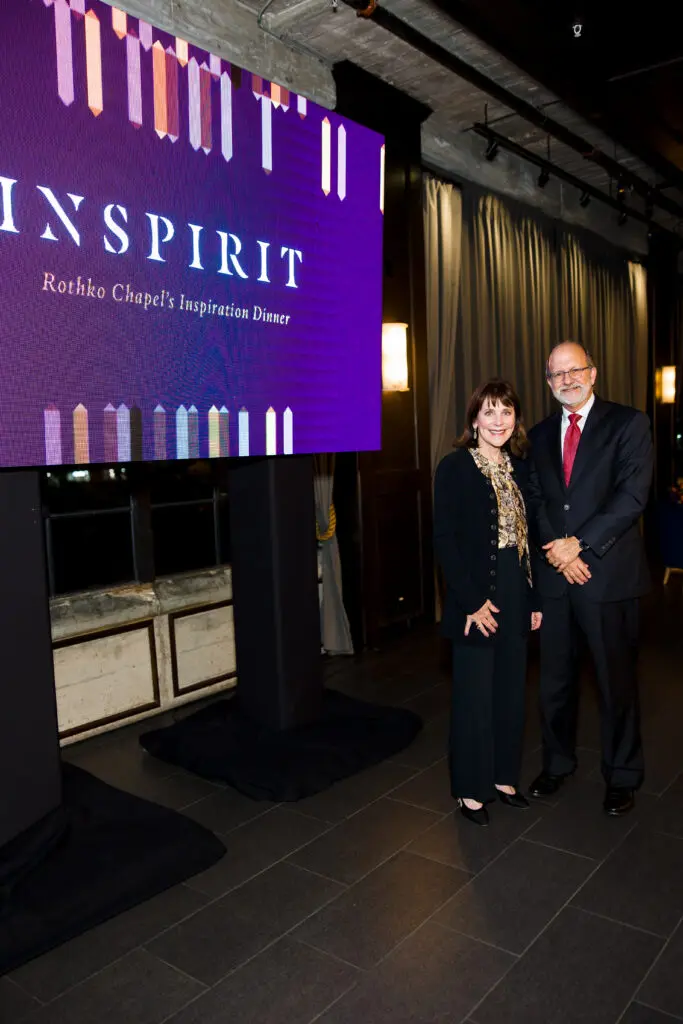 Ellen Susman, Rothko Chapel Executive Director David Leslie at Rothko Chapel Inspirit Dinner (Photo by Hung L. Truong)
