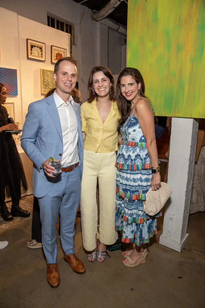 Zach Pallister, Julia Stalcup, Megan Pallister at the 2023 Glasstire Party & Auction (Photo by Jenny Antill Clifton)