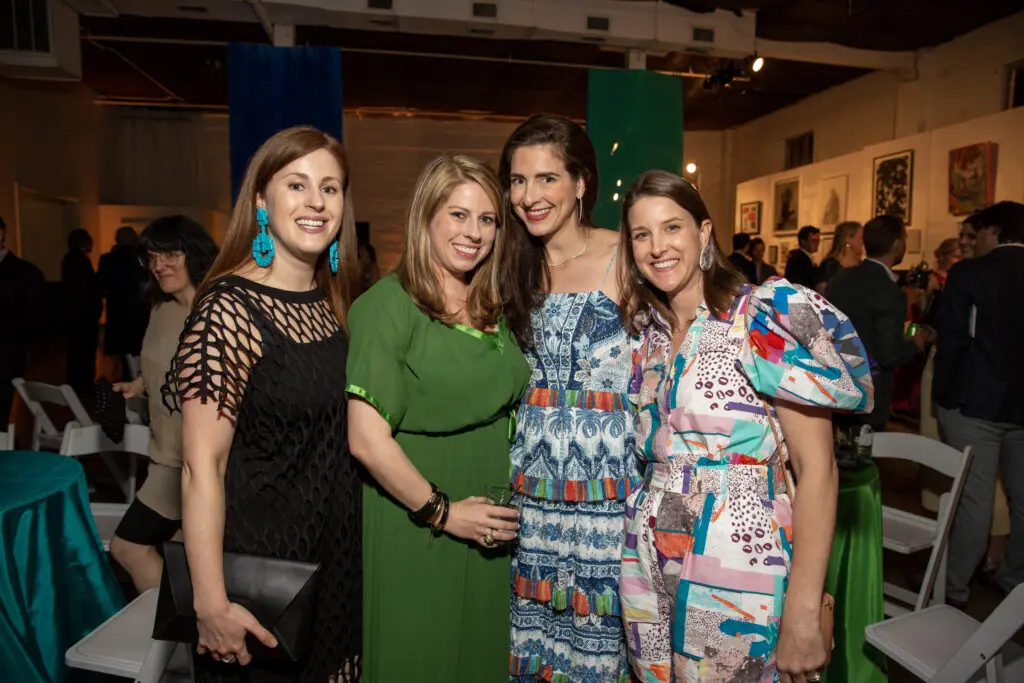 Linley Stroud, Chair Sarah Foltz, Megan Pallister, Mary Margaret Albritton at the 2023 Glasstire Party and Auction (Photo by Jenny Antill Clifton)