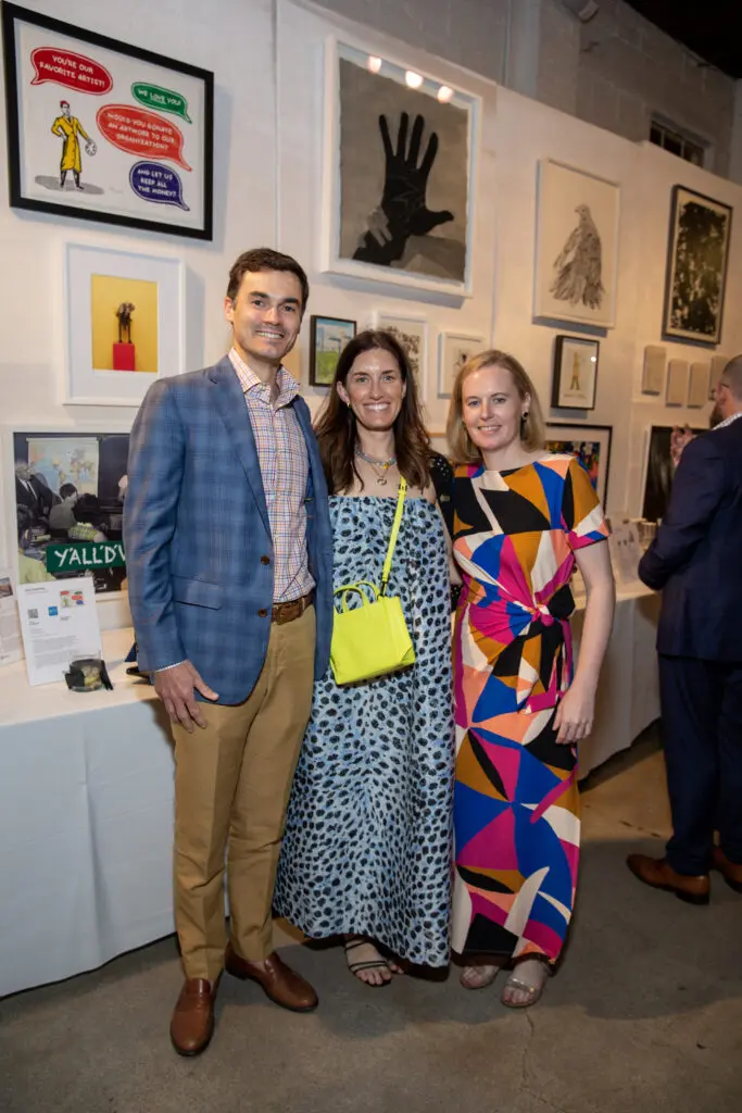 Paul Seifert, Sarah Beth Seifert, Madeline Kelly at the 2023 Glasstire Party & Auction (Photo by Jenny Antill Clifton)