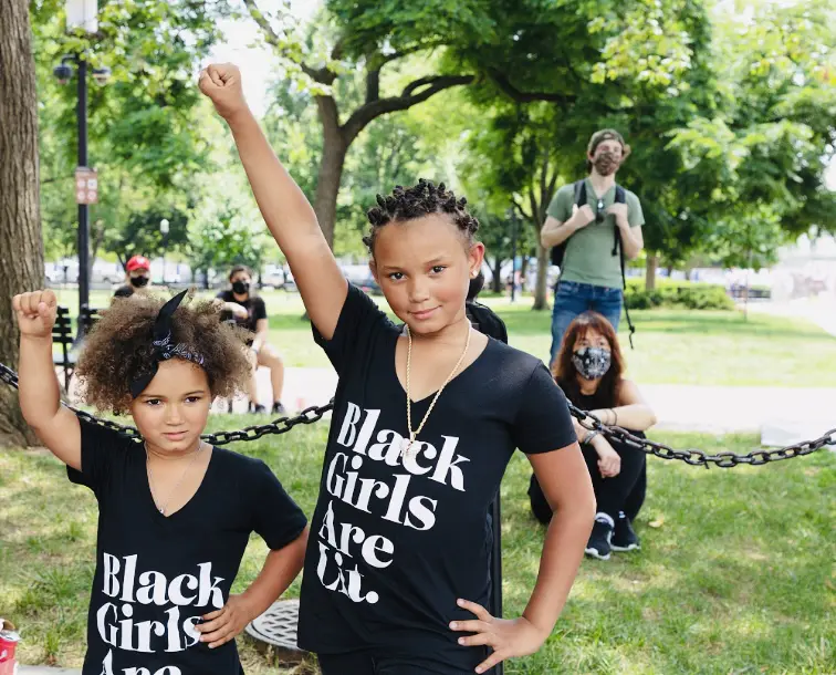 Kaylee Harrison, 5, and Kamon Harrison, 8, celebrate the 2020 Juneteenth event in front of the White House in Washington. D.C. on June 19th, 2020. (Photo by Carol M. Highsmith, a gift to the Library of Congress. Courtesy the Library of Congress)