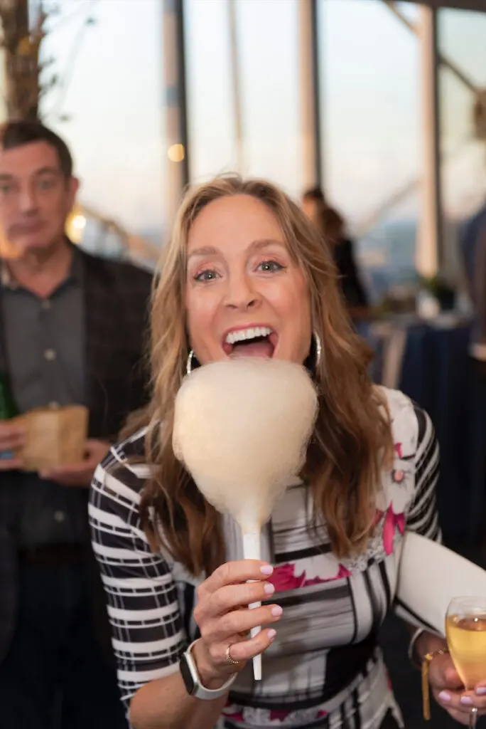 One of Crown Block’s signature desserts is topped with cotton candy