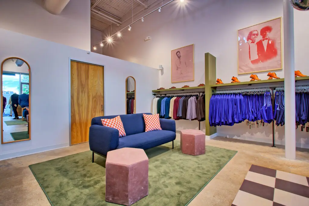 SuitShop's new showroom was designed by Gala Magriñá. (Photo by Adam Hart)