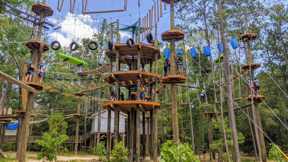 Texas TreeVentures is an aerial adventure course located on the campus of the Recreation Center at Rob Fleming Park.