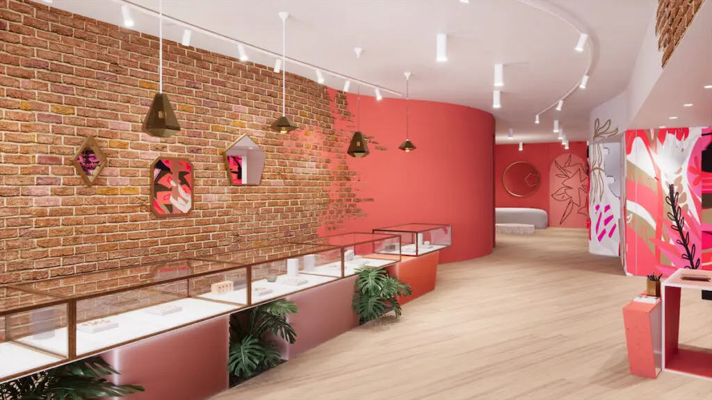 An interior rendering of Wildlike's new shop on Bond Street in New York. 