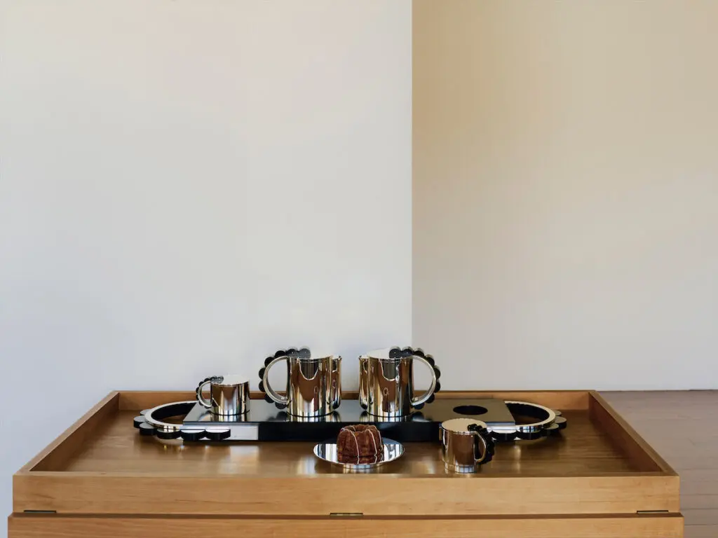Eight-piece dinner service by Donald Judd for Puiforcat. (Photo by Eric Poitevin)