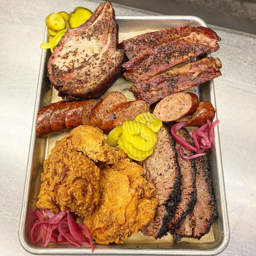 Favorite dishes at The Slow Bone include fried chicken and pork ribs. (Courtesy)