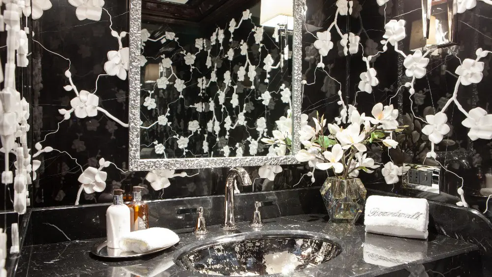 The resplendent powder room on Tilman Fertitta's superyacht 'Boardwalk' (Photo courtesy of Fertitta Entertainment)