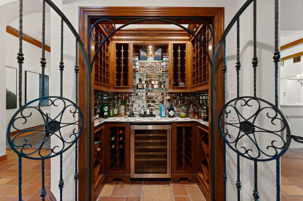 One of the house's unique features is a secret bar and wine room. 