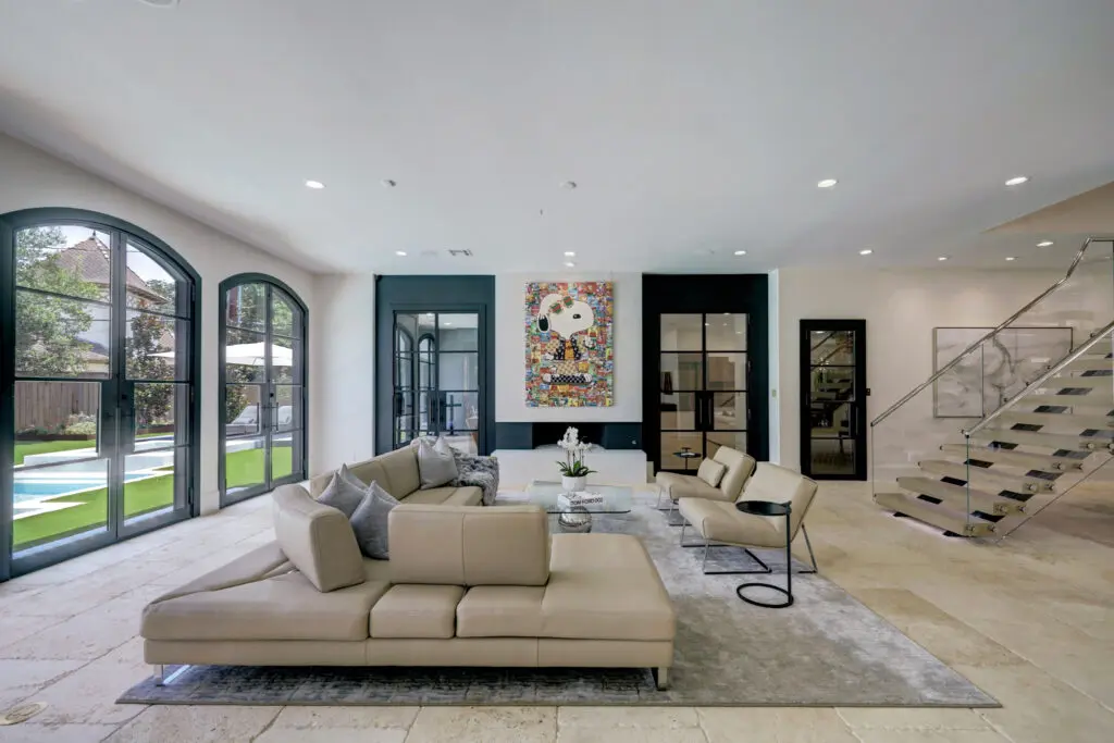 The open concept living room at 5620 Bordley in Tanglewood. (Photo by TK Images)