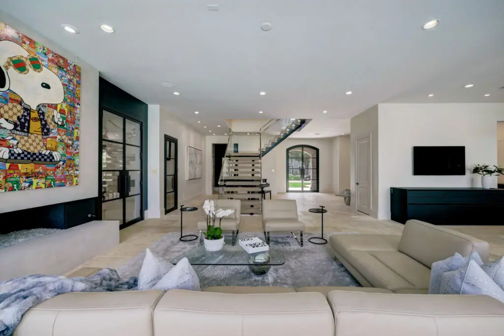 The new, modern staircase is a part of the $1.5 million renovation at 5620 Bordley. (Photo by TK Images)