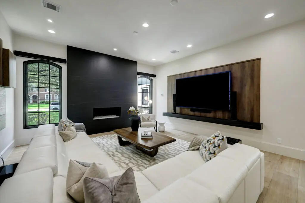 The downstairs media room at 5620 Bordley. (Photo by TK Images)