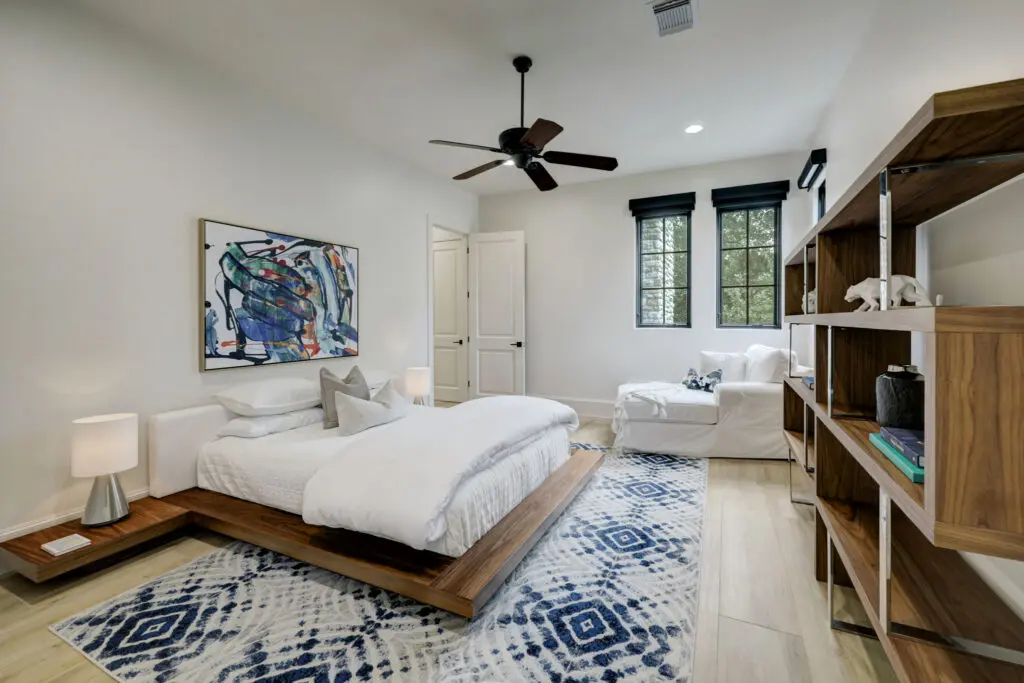 One of five bedrooms in the home at 5620 Bordley Drive. (Photo by TK Images)