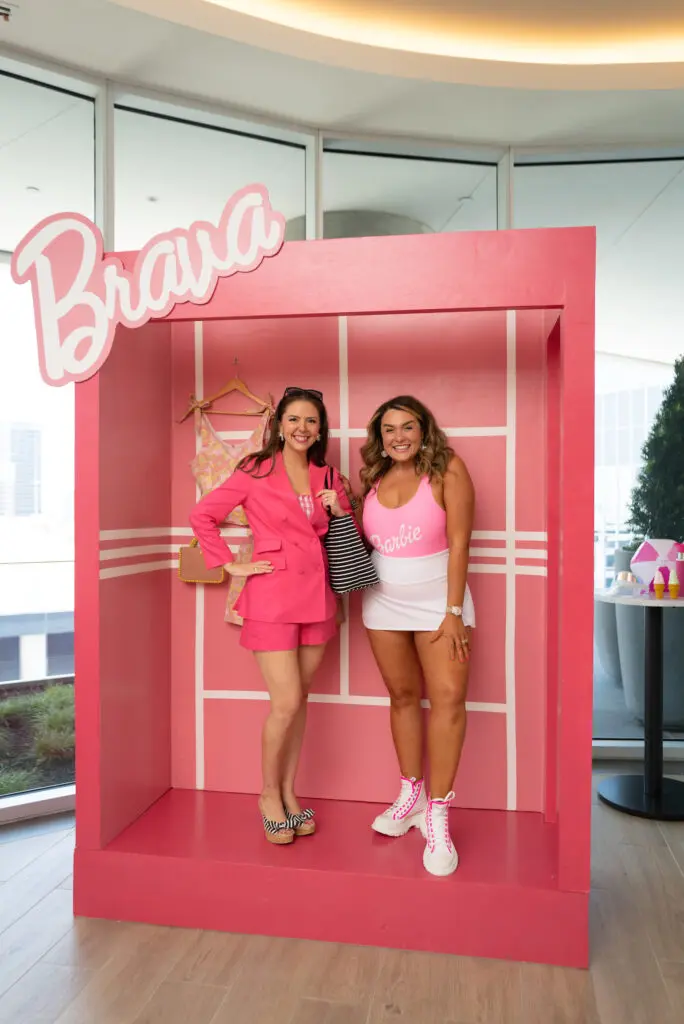 Cassie Clark, Jenny Sanchez play Barbie  doll at the Barbie-inspired pool party at Hines' Brava, the downtown residential high rise.