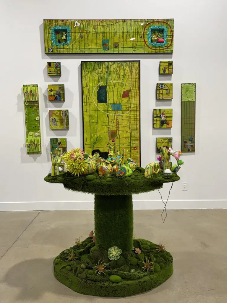 Fabrice Plantard's "Being Different, Being Beautiful," 2023, conveys hope and inclusivity through its color and messaging at "Multi-Zen-Sery" at The Alta Arts (Photo by Brittany Ellis)