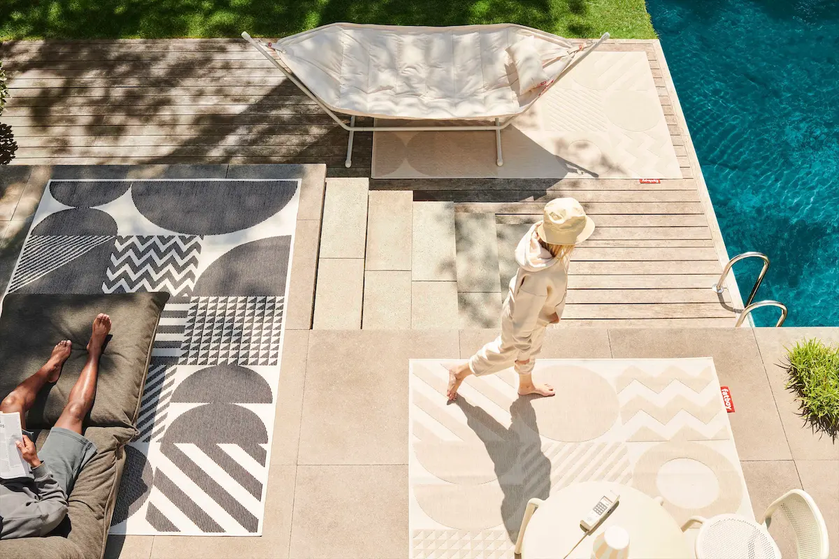 Fatboy applies its stain-resistant durability to outdoor rugs.