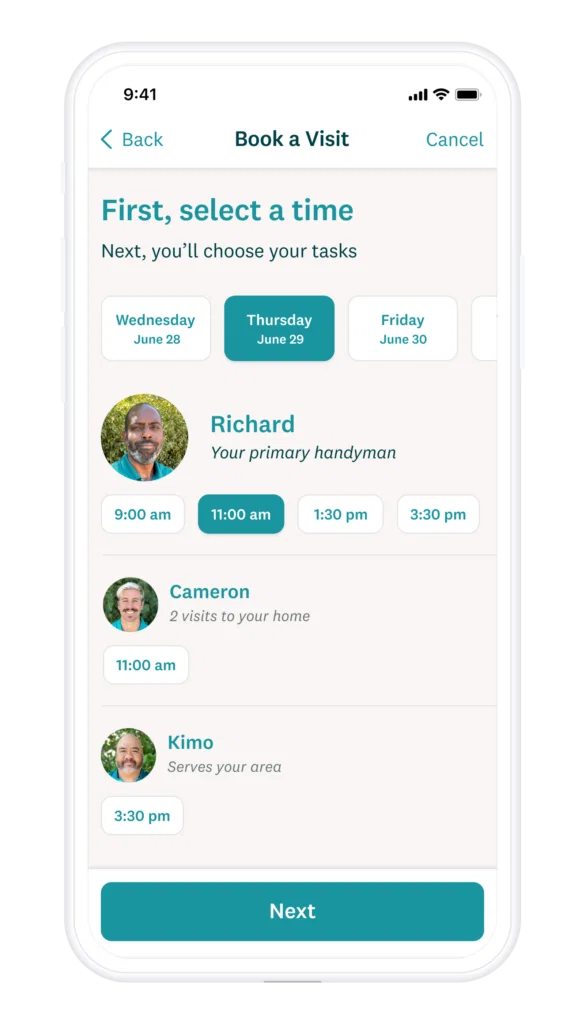 Schedule convenient appointments seamlessly with the Honey Homes app.