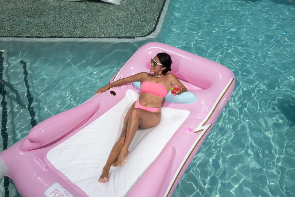 Lealy Garcia at the Barbie-inspired pool party at Brava, the downtown residential high rise.