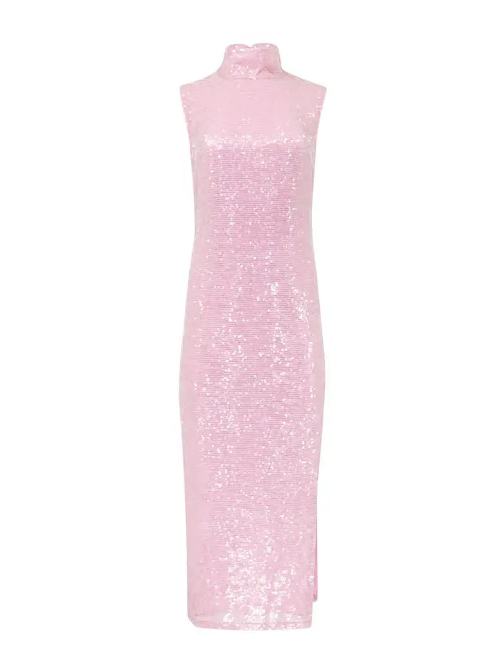 La Pointe sequin viscose midi dress with a high slit at Tootsies. $1,550. 