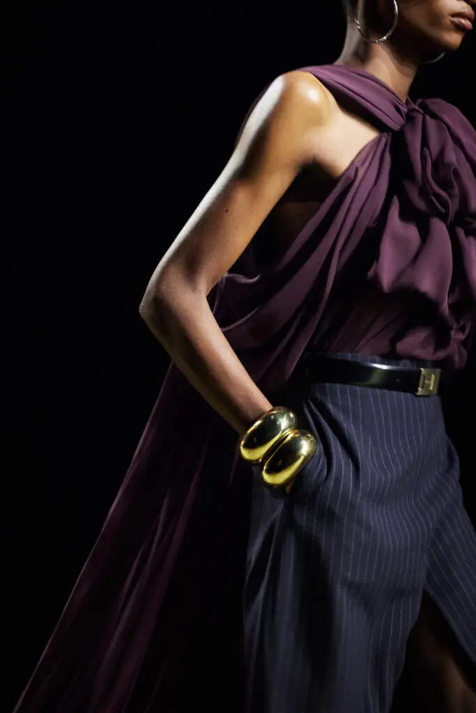 The Winter 23 Collection is filled with flowy fabrics and plenty of plaid and pin stripe.