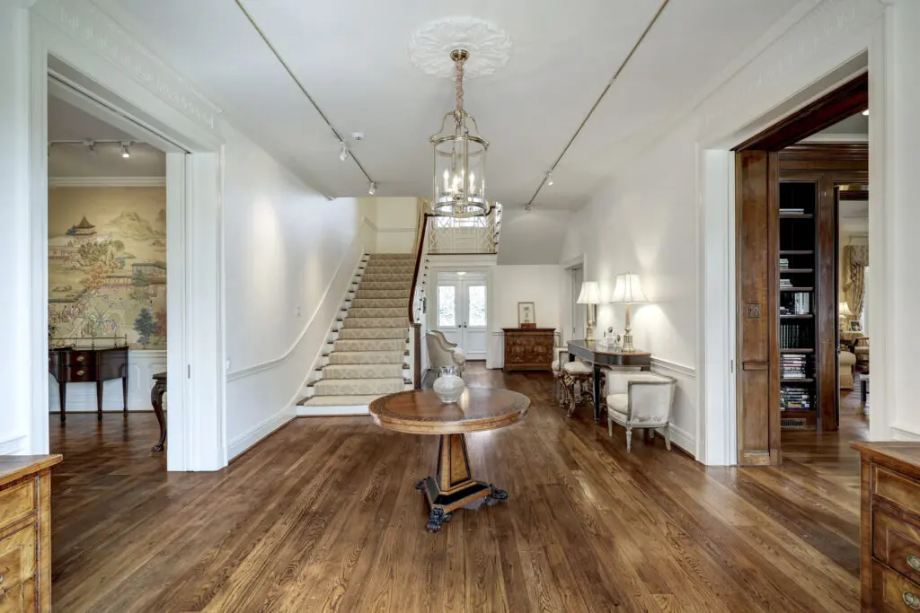 One of two staircases in the Birdsall Briscoe home at 3425 Sleepy Hollow Court in River Oaks. (Photo by TK Images/Courtesy of Compass)