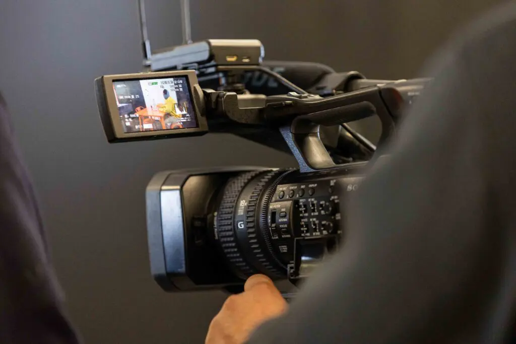 Behind the scenes of "Border Life" during the spring 2023 filmmaking residency with the Juvenile Probation Department (Photo by Jonathan Myers)
