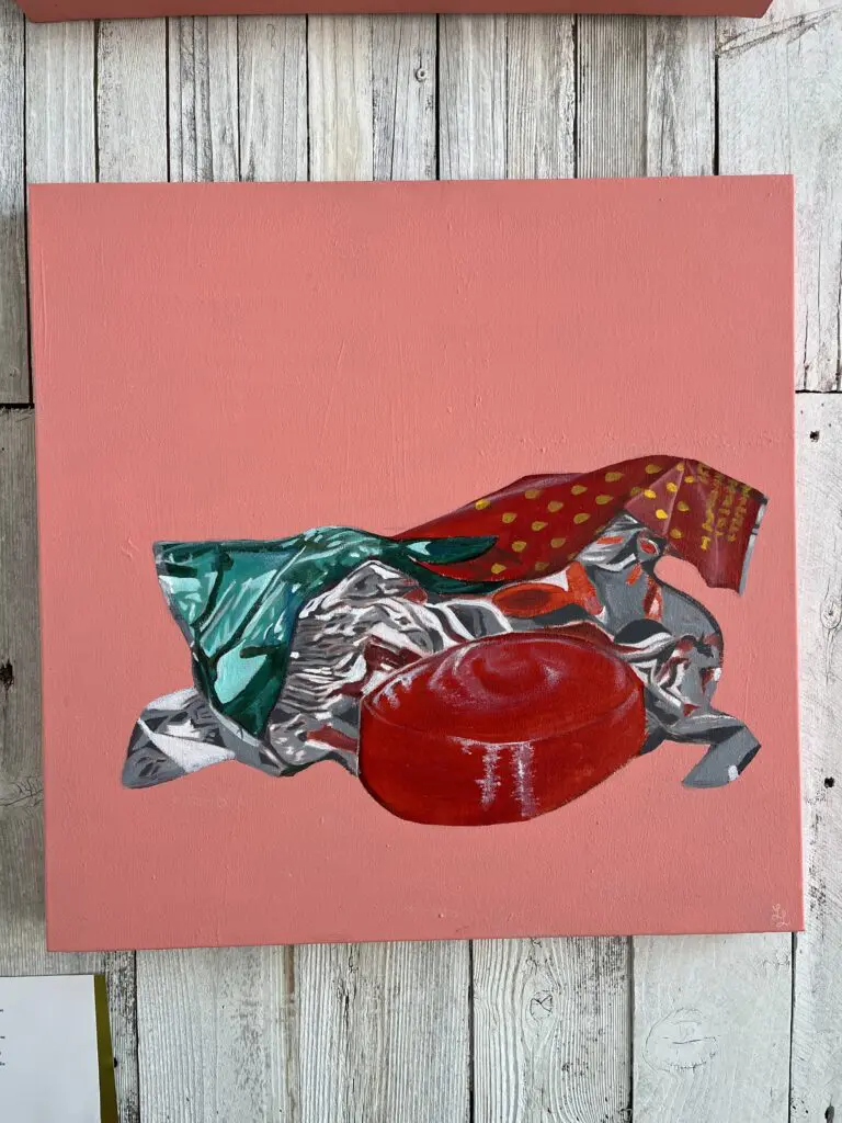 Part of Laura Bennett's "Granny Candy," 2023, at "Multi-Zen-Sery" at The Alta Arts (Photo by Brittany Ellis)