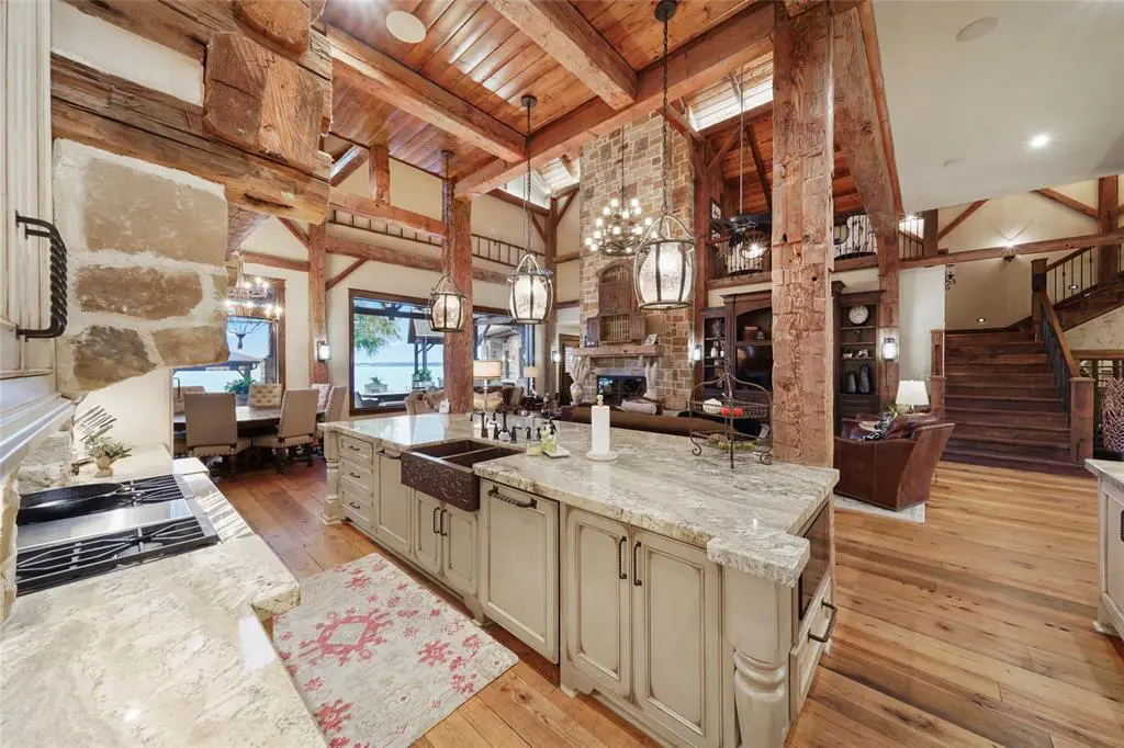 The state of the art kitchen at 9144 Escondido Drive on Lake Conroe.  (Photo by EmoMedia/Compass)