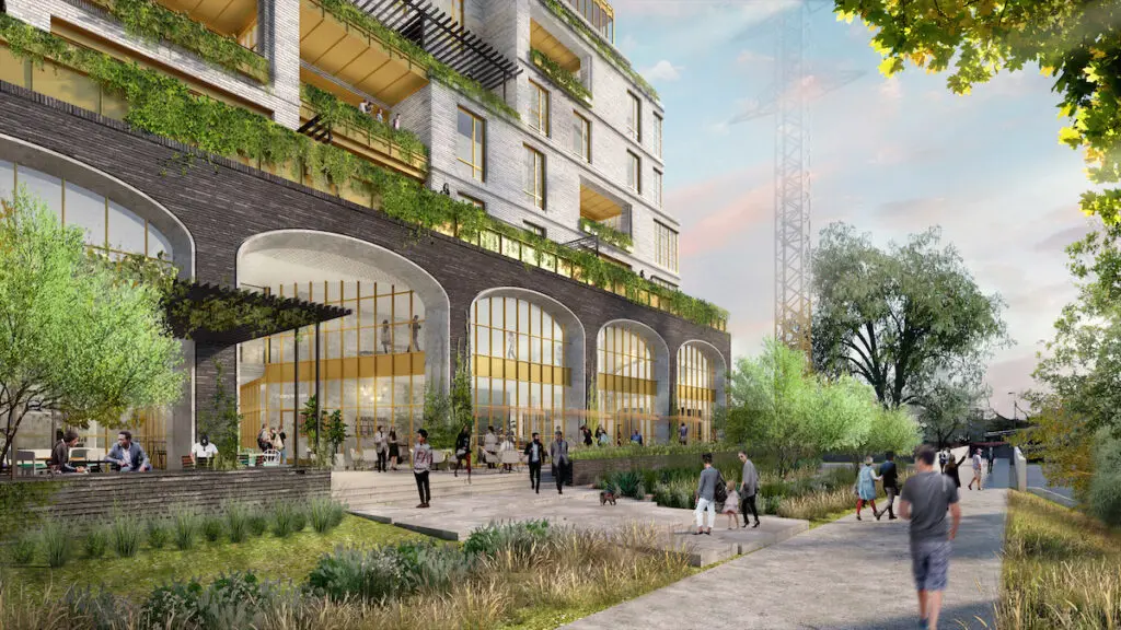A rendering of The Terminal along the Katy Trail in Dallas, Texas. 