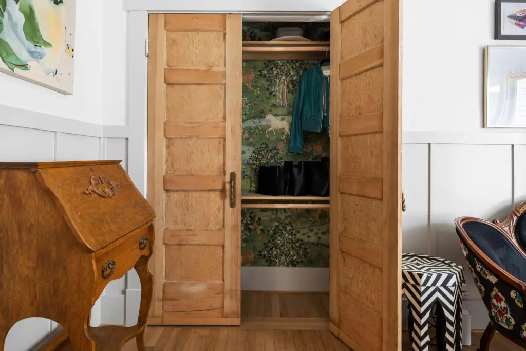 The guest closet at 1635 Hawthorne in Houston's Montrose neighborhood has a whimsical touch.
 (Photo by Josh Gremillion for Martha Turner Sotheby's International Realty )