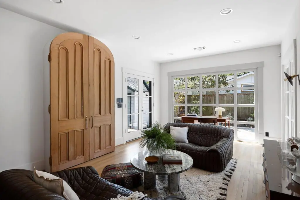 The light-filled living room at 1635 Hawthorne in Houston's Montrose neighborhood. (Photo by Josh Gremillion for Martha Turner Sotheby's International Realty )