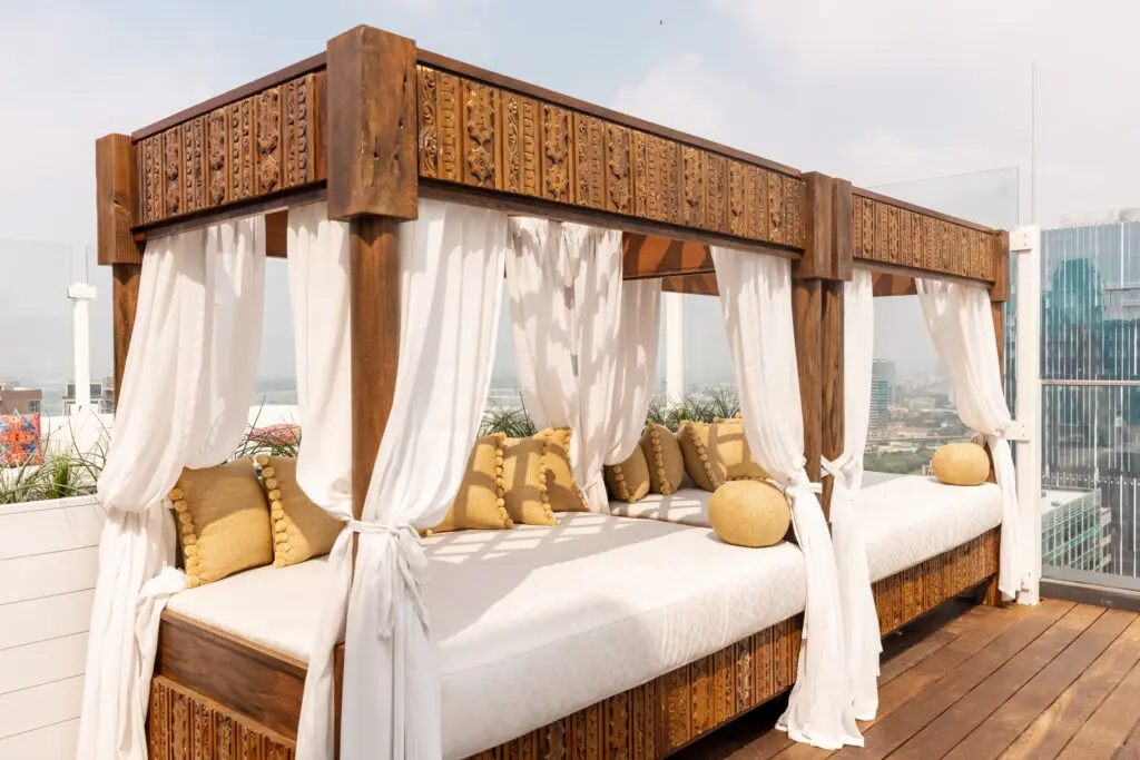 Moroccan-style daybeds are made with vintage pieces imported from around the world. (Photo by Kathy Tran)