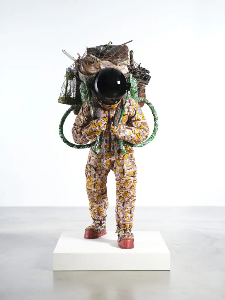 Yinka Shonibare’s "Refugee Astronaut IV," 2023, at James Cohan Gallery (Photo by Stephen White)