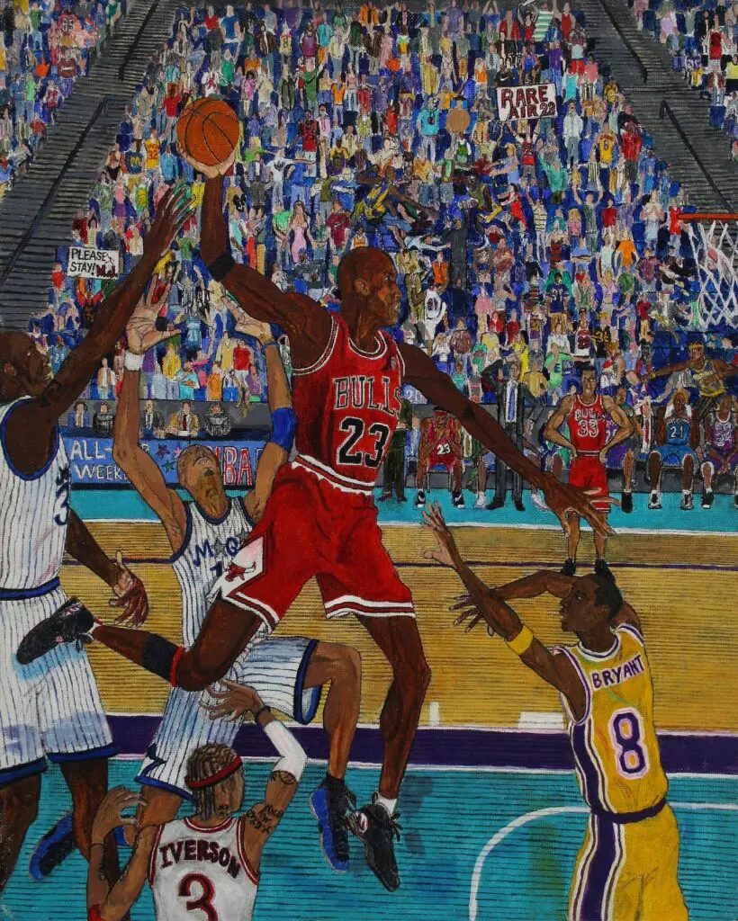 El Franco Lee II's "Rare Air," 2004. The painting was inspired by NBA basketball legend Michael Jordan. (Courtesy El Franco Lee II)