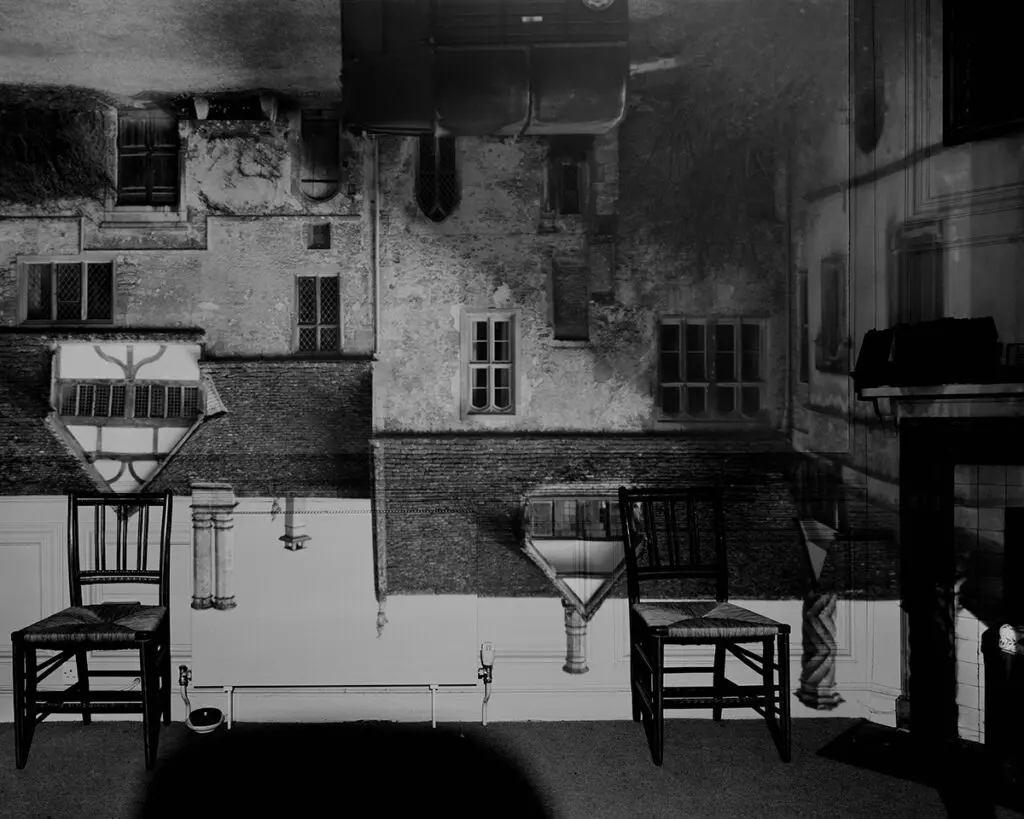 Abelardo Morell's camera obscura work "Courtyard Building, Lacock Abbey, England," 2003. (Courtesy Foto Relevance)