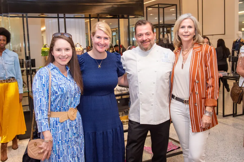 Ana Dallas, Jennifer Van Matre, Chef Wade Schindler, Amy Miller at the Tootsies salute to Pat Mann Phillips, Houston Rodeo's first female board chair. (Photo by Jacob Power)