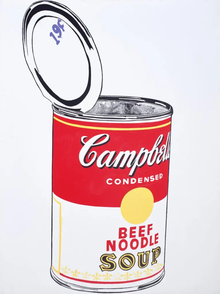 Andy Warhol's "Big Campbell's Soup Can, 19¢ (Beef Noodle) [Nineteen Cents]," 1962 (Photo by Caroline Philippone. © The Andy Warhol Foundation for the Visual Arts, Inc. / Artists Rights Society (ARS), New York.)