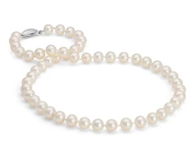 Freshwater Cultured Pearl Strand Necklace In 14k White Gold (8.0-8.5mm)