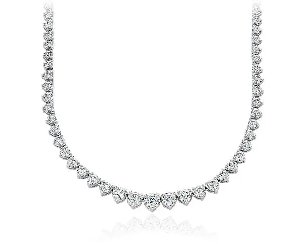 Graduated Eternity Diamond Necklace In 18k White Gold