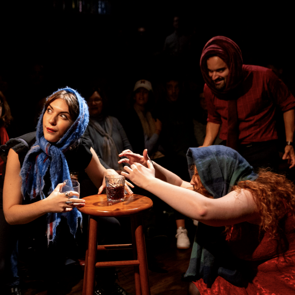 The Three Witches prepare the cauldron ... which looks an awful lot like some mysterious cocktail. (Photo by © Drunk Shakespeare)